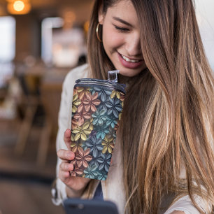 3D Pink Pastel Floral Thermal Tumbler
