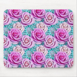3D Pink Roses Mouse Pad