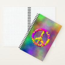 3D pink yellow psychedelic Peace Symbol on Plasma