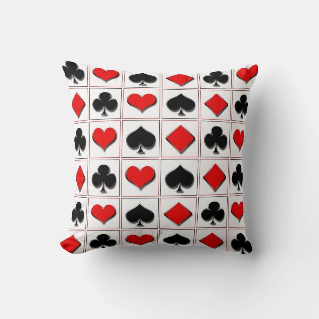 3D Playing card suits pattern Cushion (Front)