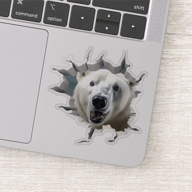 3D Polar Bear Wall Break Art – Realistic Safari (Detail)