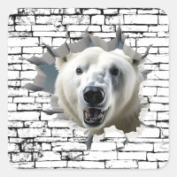 3D Polar Bear Wall Break Art – Realistic Safari