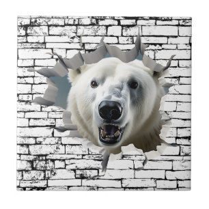 3D Polar Bear Wall Break Art – Realistic Safari Tile