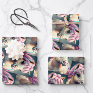 3D Ponies 1 Wrapping Paper Sheet