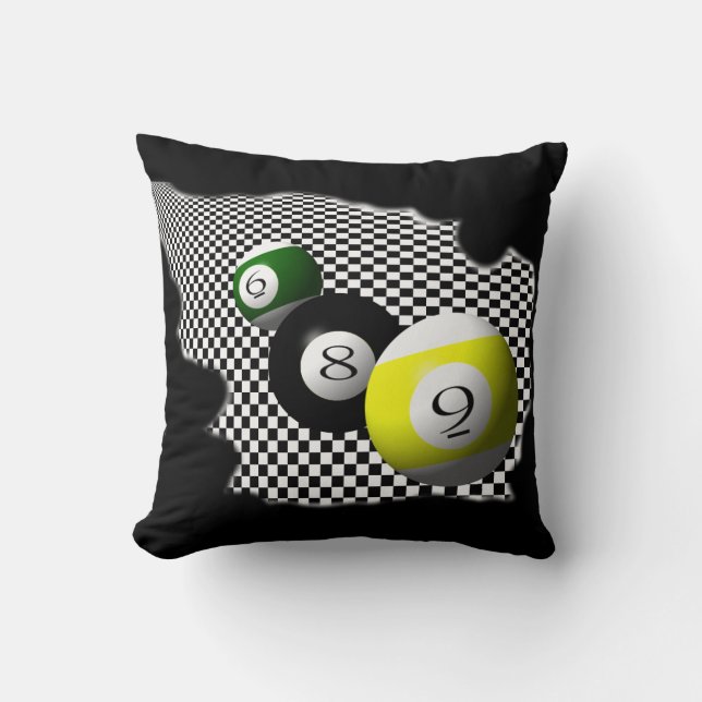 3D Pool Balls Psychobabble Splash Cushion (Front)