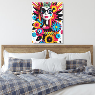 3D Pop Art Portrait – Colourful Abstract Woman wit Canvas Print