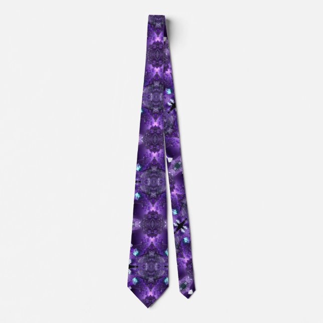 3D Purple Abstract Fractal Psychedelic Trippy Mens Tie (Front)