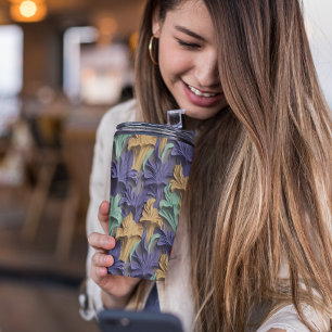 3D PURPLE FLORAL  THERMAL TUMBLER