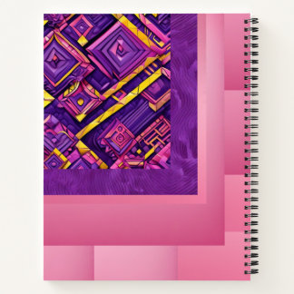 3D Purple, Pink & Yellow Geometric Notebook