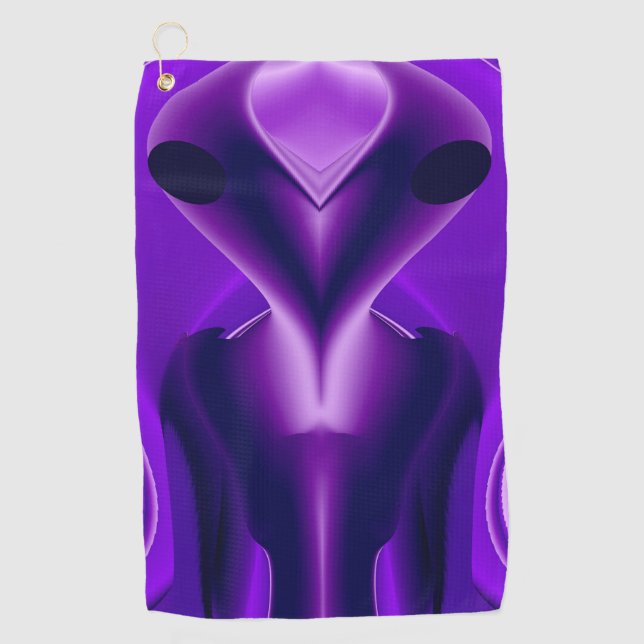 3D Purple Rainbow Dreams , Alien Golf Towel (Front)