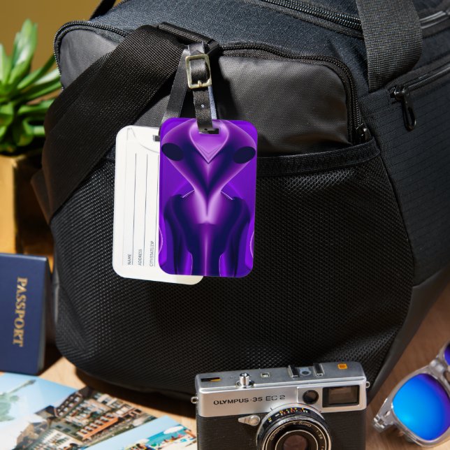 3D Purple Rainbow Dreams , Alien Luggage Tag (Front & Back)