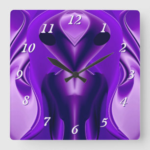 3D Purple Rainbow Dreams , Alien Square Wall Clock