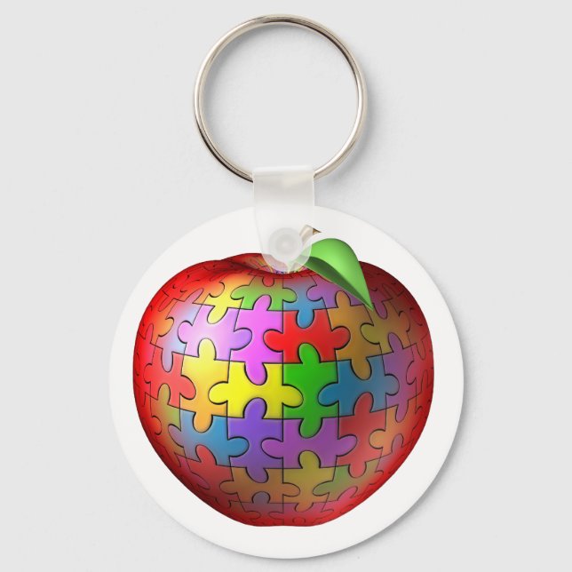 3D Puzzle Apple Key Ring (Front)