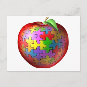3D Puzzle Apple Postcard