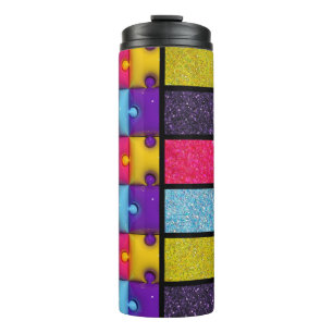 3D puzzle & Faux glitter Thermal Tumbler