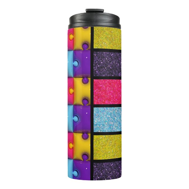 3D puzzle & Faux glitter Thermal Tumbler (Front)