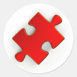 3D Puzzle Piece (Metallic Red) Classic Round Stick Classic Round Sticker