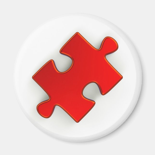 3D Puzzle Piece (Metallic Red) Magnet (Front)