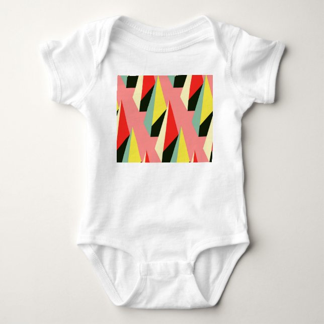 3D Pyramids: Retro Geometric Vintage. Baby Bodysuit (Front)