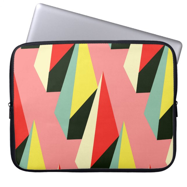 3D Pyramids: Retro Geometric Vintage. Laptop Sleeve (Front)