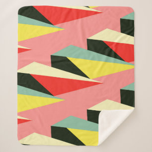 3D Pyramids: Retro Geometric Vintage. Sherpa Blanket