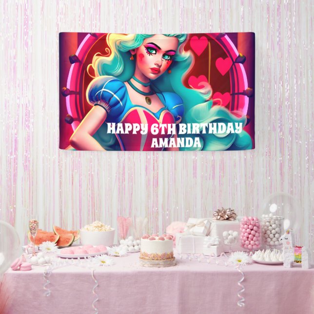 3D Queen of Hearts Birthday Banner (Party)