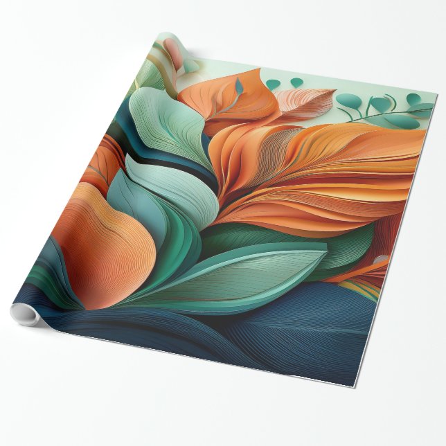 3D Quilled Floral Luxury Wrapping Paper (Unrolled)