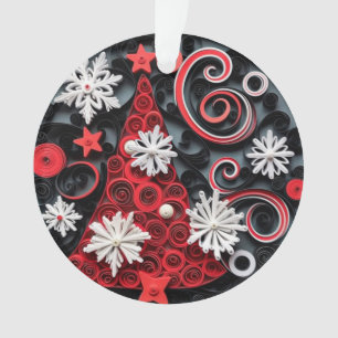3d Quilled Paper Art Christmas Tree and Snowflakes Ornament
