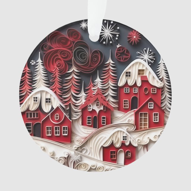 3d Quilled Paper Art Christmas Village Ornament (Front)
