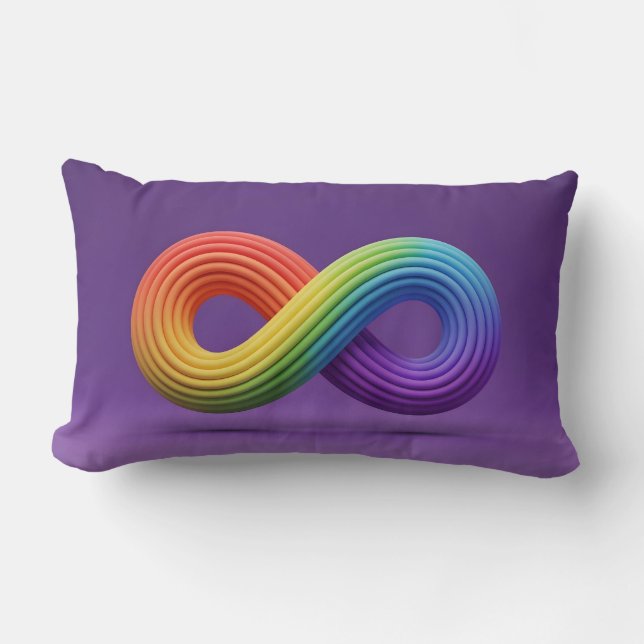 3D Rainbow Infinity Symbol Autism Neurodiversity Lumbar Cushion (Front)