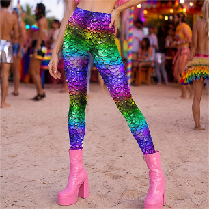 3D Rainbow Mermaid Tail Leggings Hyper-Realistic