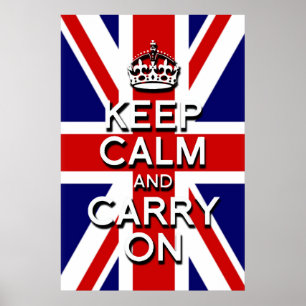 3D Raised effect keep calm on u.k flag Poster