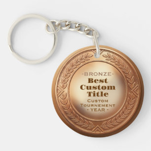 3D Realistic Bronze Medal Custom Editable Award Key Ring