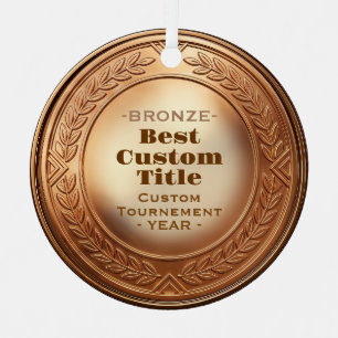 3D Realistic Bronze Medal Custom Editable Award Metal Tree Decoration
