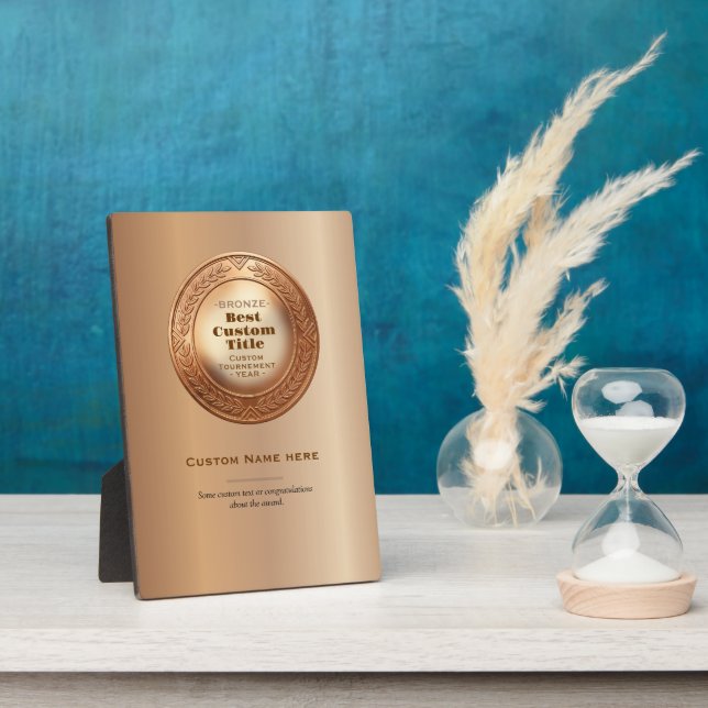 3D Realistic Bronze Medal Custom Editable Award Plaque (Side)