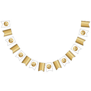 3D Realistic Gold Medal Custom Editable Award Bunting