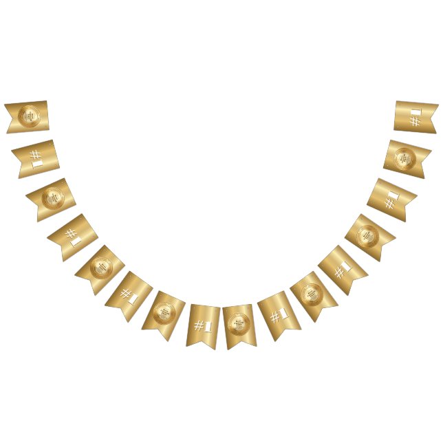 3D Realistic Gold Medal Custom Editable Award Bunting (All)