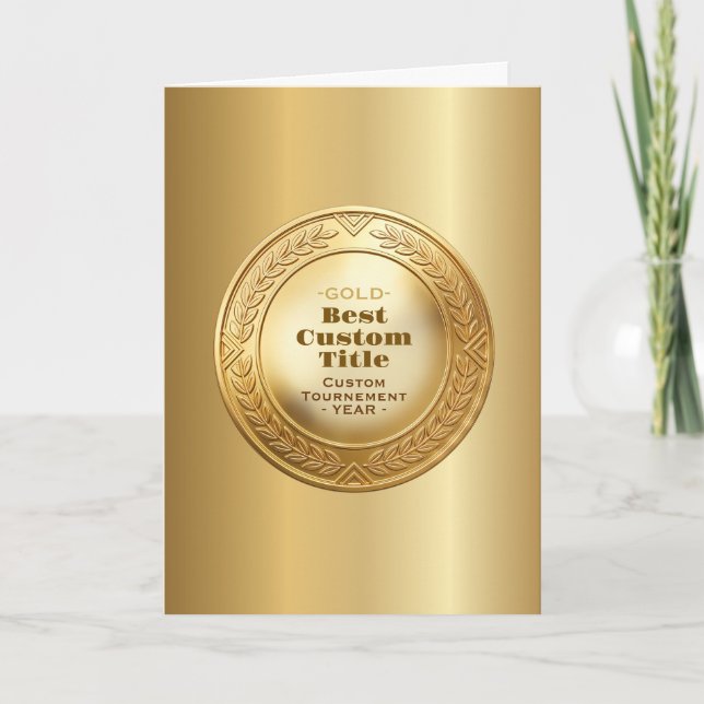 3D Realistic Gold Medal Custom Editable Award Card (Front)