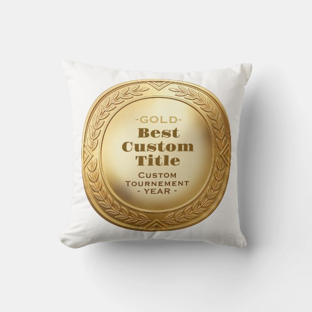 3D Realistic Gold Medal Custom Editable Award Cushion (Front)