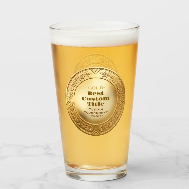 3D Realistic Gold Medal Custom Editable Award Glass (Front Filled)