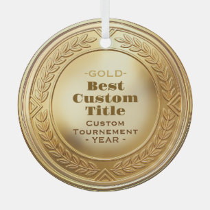 3D Realistic Gold Medal Custom Editable Award Glass Tree Decoration
