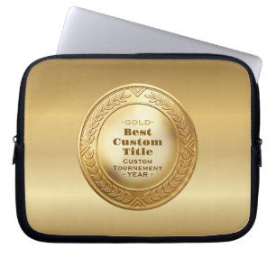 3D Realistic Gold Medal Custom Editable Award Laptop Sleeve