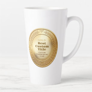3D Realistic Gold Medal Custom Editable Award Latte Mug