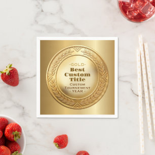 3D Realistic Gold Medal Custom Editable Award Napkin