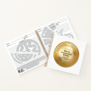 3D Realistic Gold Medal Custom Editable Award Notebook