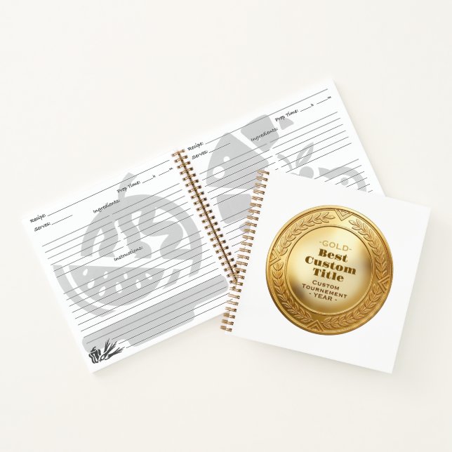 3D Realistic Gold Medal Custom Editable Award Notebook (Inside)