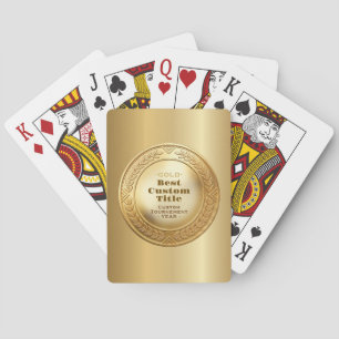 3D Realistic Gold Medal Custom Editable Award Playing Cards