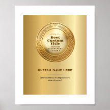 3D Realistic Gold Medal Custom Editable Award