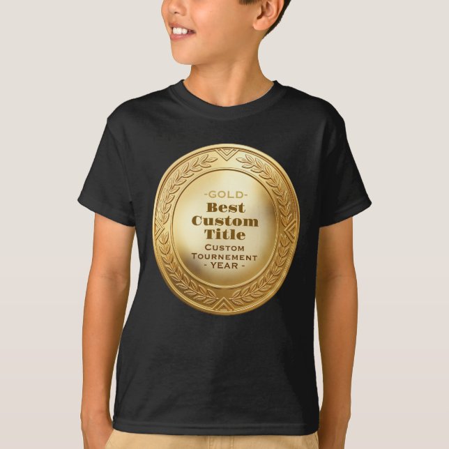 3D Realistic Gold Medal Custom Editable Award T-Shirt (Front)