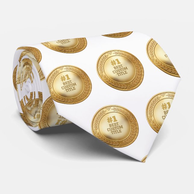 3D Realistic Gold Medal Custom Editable Award Tie (Rolled)